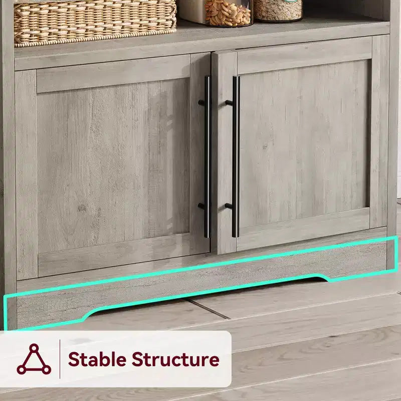 Mobiletto per forno a microonde con ripiani, mobile da cucina in legno stile rustico con presa elettrica e piano di lavoro rinforzato