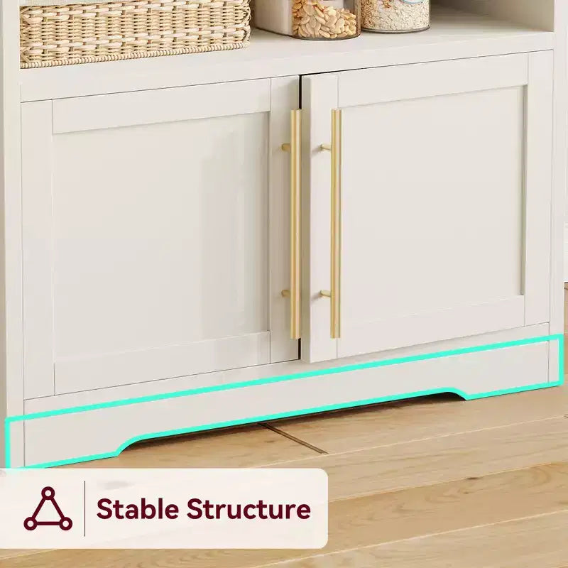 Mobiletto per forno a microonde con ripiani, mobile da cucina in legno stile rustico con presa elettrica e piano di lavoro rinforzato