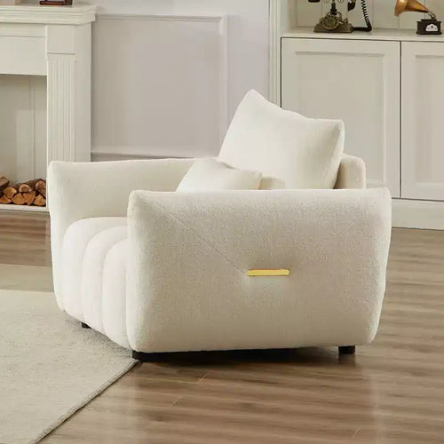 39.7Divano moderno in tessuto Teddy - Poltrona imbottita con un cuscino, ideale per appartamento, ufficio, soggiorno e camera da letto