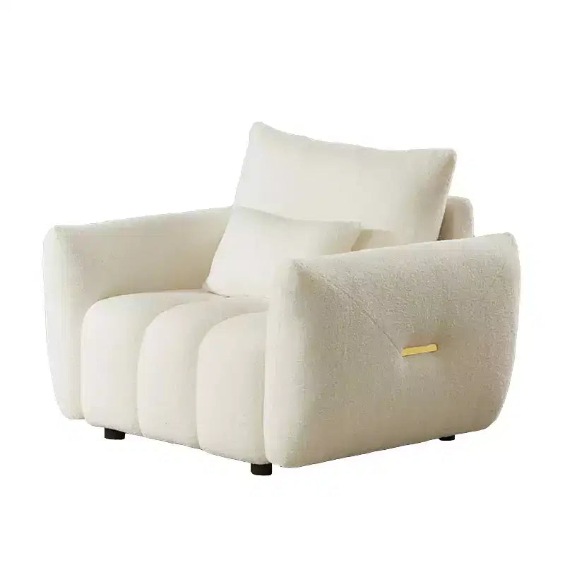 39.7Divano moderno in tessuto Teddy - Poltrona imbottita con un cuscino, ideale per appartamento, ufficio, soggiorno e camera da letto