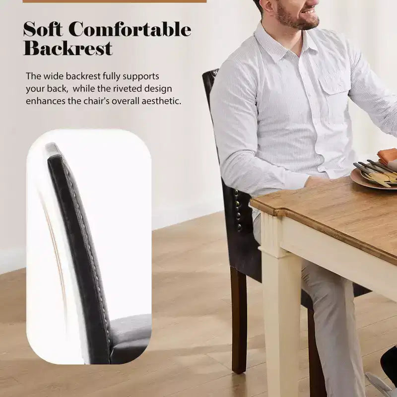 Sedie da pranzo moderne senza braccioli con tessuto imbottito, borchie e gambe in legno