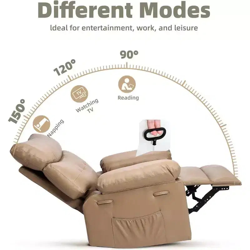 Poltrona Reclinabile Extra Large per Adulti - Divano Recliner in Pelle PU con Schiuma ad Alta Densità, Seduta Ampia e Reclinazione Manuale Fluida
