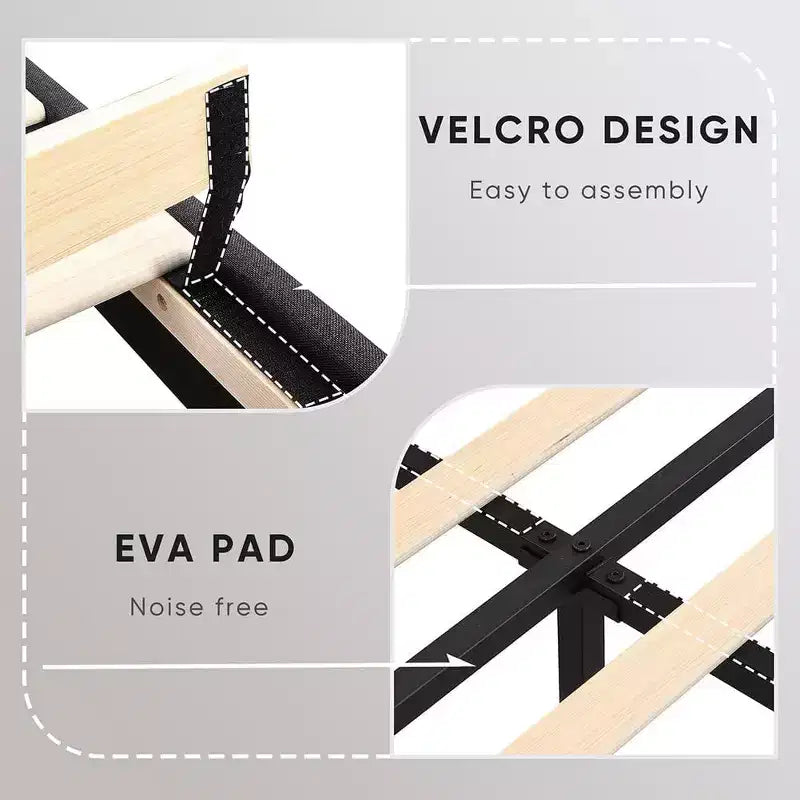 Struttura letto matrimoniale queen size con 2 cassetti portaoggetti, testiera imbottita in tessuto con stazione di ricarica, ripiano portaoggetti, nessuna necessità di rete a molle, beige