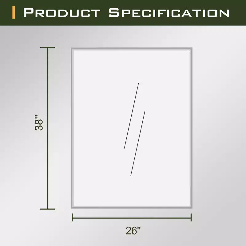 Specchio rettangolare moderno 96cm in alluminio color argento con cornice sottile, angoli retti, profondità 1,5cm