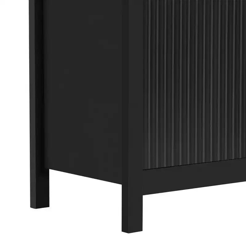 Mobile da Ingresso con Design a Onde, Ripiani Regolabili, 3 Cassetti e Ante con Chiusura Ammortizzata, Credenza Contenitore con Maniglie in Metallo, Adatta per la Casa