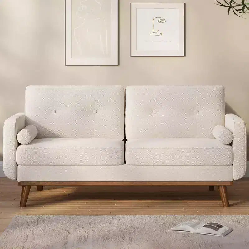 Divano a 2 posti da 165 cm, divanetto moderno di metà secolo, comodo divano a due posti, divani imbottiti in lino a seduta profonda per camera da letto e piccoli spazi