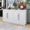 Sideboard Buffet Cabinet with Storage, Adjustable Shelves and Silver Handles for Kitchen