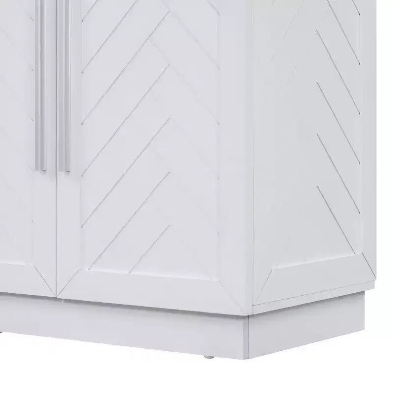 Credenza Buffet con Mobile Contenitore, Ripiani Regolabili e Maniglie Argentate per Cucina