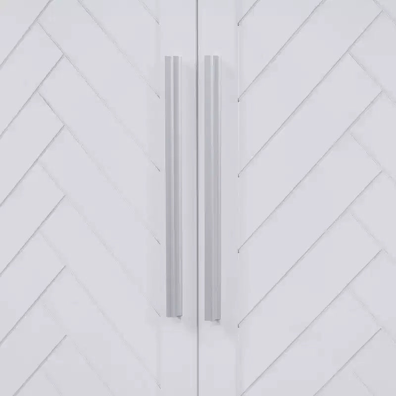 Credenza Buffet con Mobile Contenitore, Ripiani Regolabili e Maniglie Argentate per Cucina