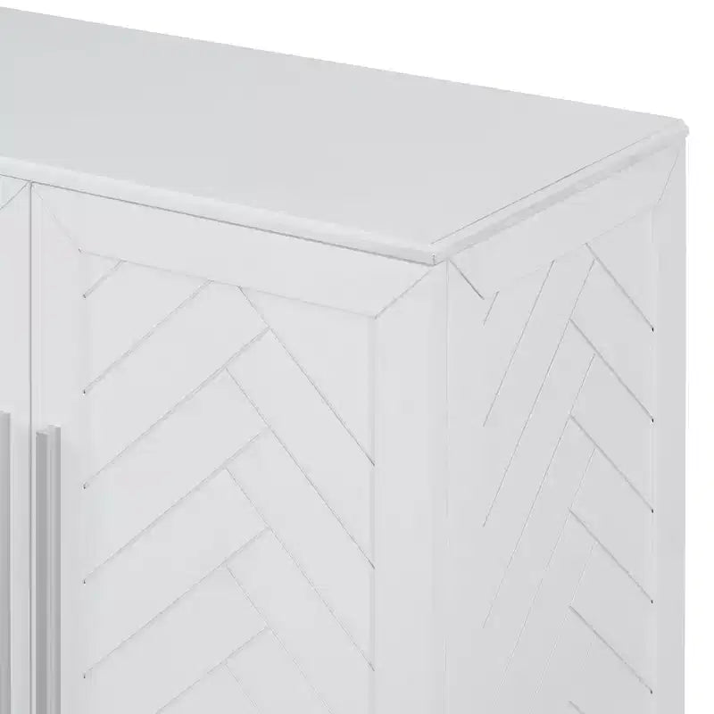 Credenza Buffet con Mobile Contenitore, Ripiani Regolabili e Maniglie Argentate per Cucina