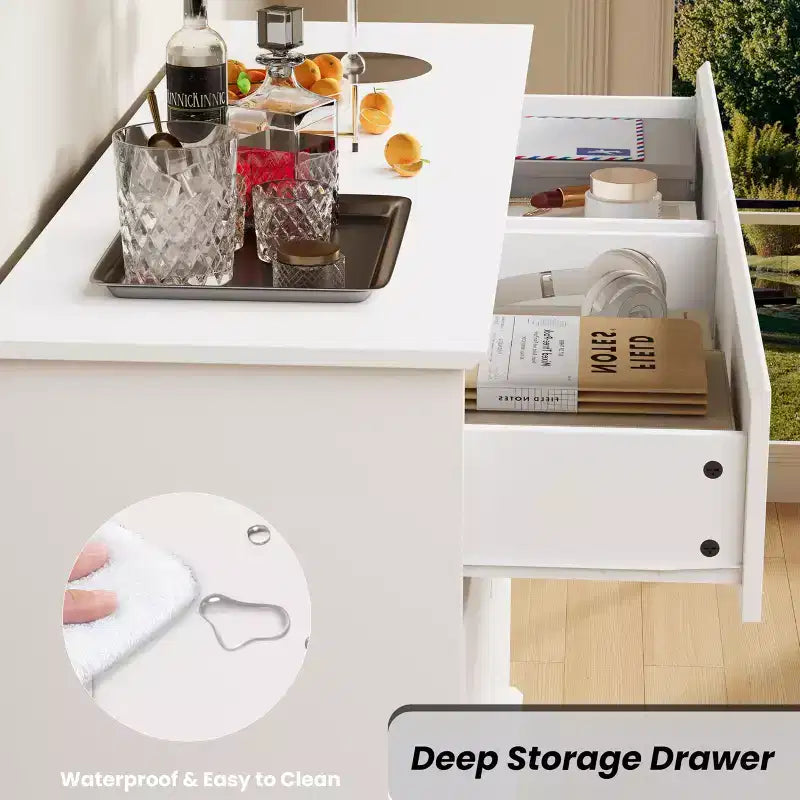 Comò moderno per camera da letto con 8 cassetti, cassettiera ampia, mobile contenitore in legno per armadio, soggiorno, cameretta bambini, asilo nido, bianco