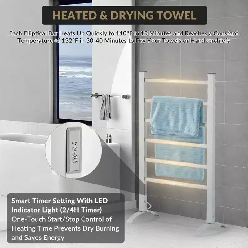 Scaldasalviette a 6 barre, da terra e a parete, scaldabagno da bagno plug-in impermeabile IP56 per bagno e spa
