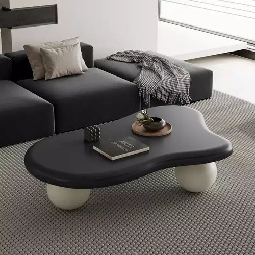 47 Cloud Coffee Table with Ball Legs, Modern Irregular Center Table for Living Room, Black